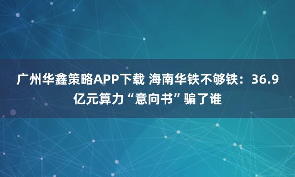 广州华鑫策略APP下载 海南华铁不够铁：36.9亿元算力“意向书”骗了谁