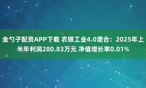 金勺子配资APP下载 农银工业4.0混合：2025年上半年利润280.83万元 净值增长率0.01%